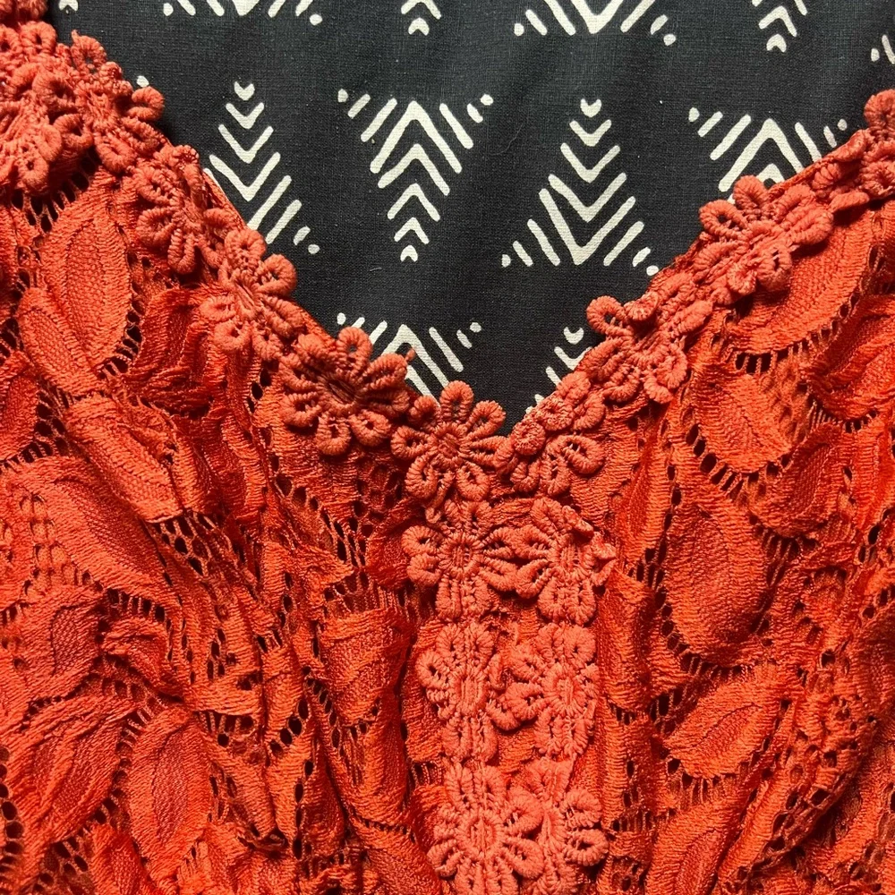 Orange Lace Peplum Top - Picture 2 of 6